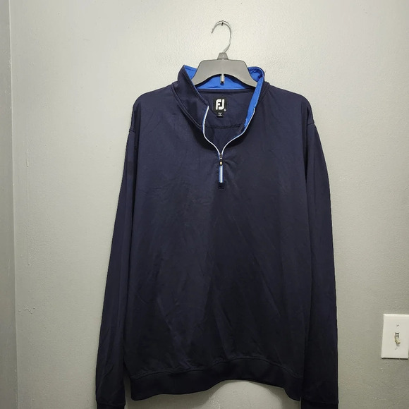Footjoy men's pullover quarter zip top size XL navy blue long sleeve - Picture 1 of 7